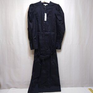 Prologue Puff Long Sleeve Button-Up Midi-Length Shirt Dress Tie Waist Medium NWT